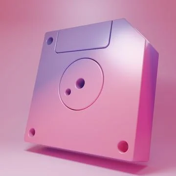 Purple-pink Floppy disk for computer data storage icon isolated on pink bac.. 库存插图