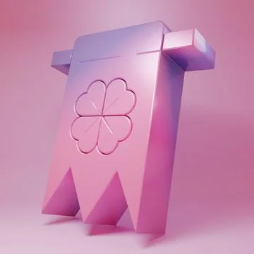 Purple-pink Four leaf clover icon isolated on pink background. Party pennan.. Stock Illustration