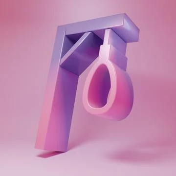 Purple-pink Gallows rope loop hanging icon isolated on pink background. Rop.. Stock Illustration