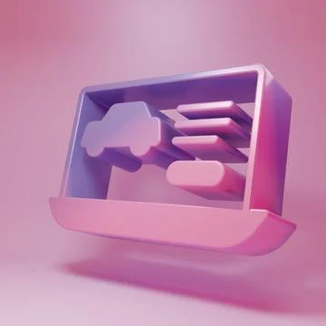 Purple-pink Hardware diagnostics condition of car icon isolated on pink bac.. Ilustración de archivo