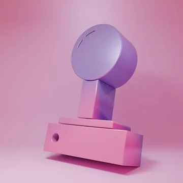 Purple-pink Joystick for arcade machine icon isolated on pink background. J.. 스톡 일러스트