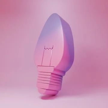 Purple-pink Light bulb with concept of idea icon isolated on pink backgroun.. Stock Illustration