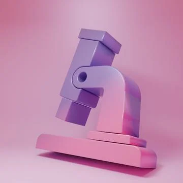 Purple-pink Microscope icon isolated on pink background. Chemistry, pharmac.. Stock Illustration