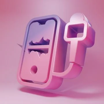 Purple-pink Mobile recording icon isolated on pink background. Mobile phone.. Stock Illustration