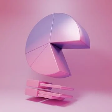 Purple-pink Pie chart infographic icon isolated on pink background. Diagram.. 库存插图