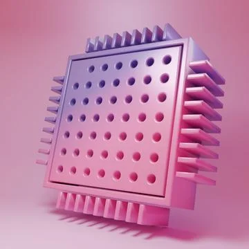 Purple-pink Processor icon isolated on pink background. CPU, central proces.. 스톡 일러스트