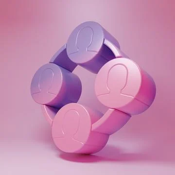 Purple-pink Project team base icon isolated on pink background. Business an.. Stock Illustration