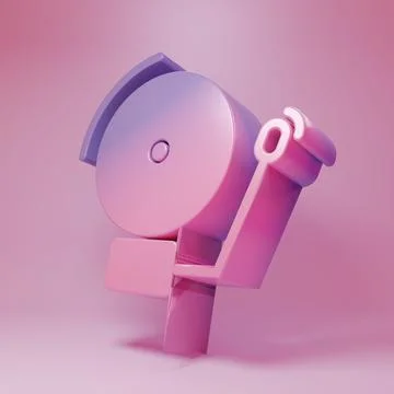 Purple-pink Ringing alarm bell icon isolated on pink background. Alarm symb.. Stock Illustration