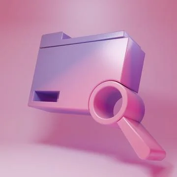 Purple-pink Search concept with folder icon isolated on pink background. Ma.. Stock-Illustration