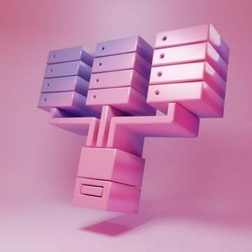 Purple-pink Server, Data, Web Hosting icon isolated on pink background. Min.. Stock Illustration