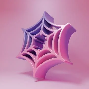 Purple-pink Spider web icon isolated on pink background. Cobweb sign. Happy.. Stock Illustration