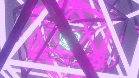 Purple pink strip triangle shape balls rotating Stock Footage 254411237