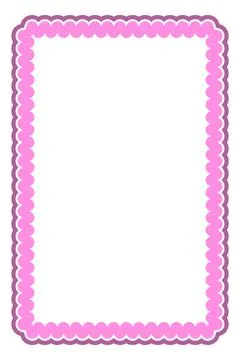 Purple Pink Wavy Rectangle Frame Vector Illustration Decorative Scalloped B.. Stock Illustration