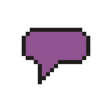 Purple pixel art speech bubble for communication Stock Illustration