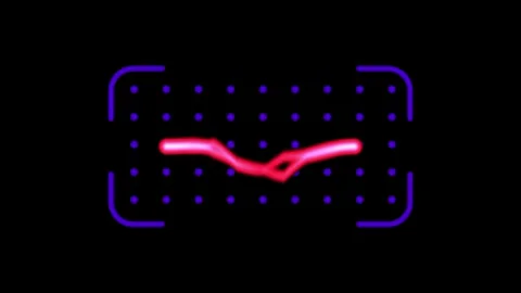 Purple Pixel Art Zigzag Wave Icon in Dotted Rectangle Stock Footage 337390841