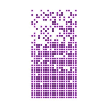 Purple pixel blocks disintegrating digital data effect Stock Illustration