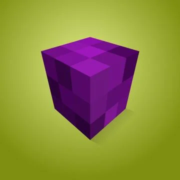 Purple pixel cube Stock Illustration