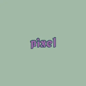Purple pixel text vector logo design with green background Иллюстрация