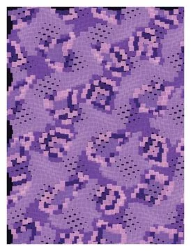 Purple pixelated abstract pattern with wavy geometric square mosaic tiles. Stock Illustration