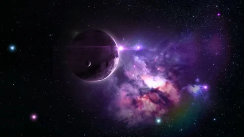 Purple planet animation solar system Stock Footage 309432007