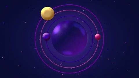 A Purple Planet In Deep Space With Three Moons. Solar System, Cartoon Space. Stock Footage 230072455