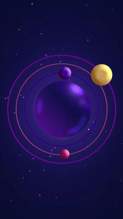 Purple Planet In Deep Space With Three Moon. Cartoon Space. Vertical Stock Footage 230072489