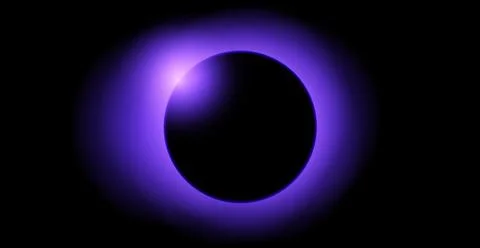 Purple planet eclipse concept. Solar light glare effect. Glowing sun crown in Stockillustratie