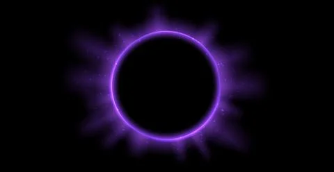 Purple planet eclipse concept. Solar light rays and glare effect. Glowing sun 스톡 일러스트
