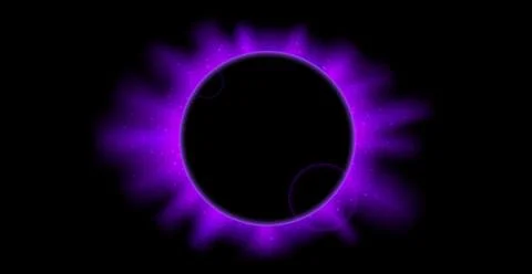 Purple planet eclipse concept. Solar light rays and glare effect. Glowing sun Stock Illustration