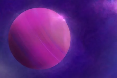 Purple planet in empty space Illustrazione stock