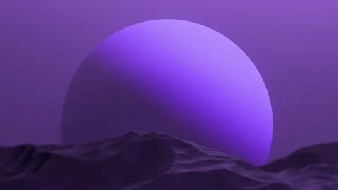 Purple planet horizon, sci-fi futuristic, space landscape, animation, 3D render Video stock 266947264