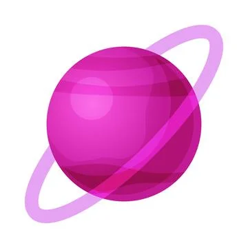 Purple Planet with Ring as Outer Space Vector Illustration Stock Illustration