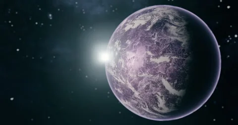 A purple planet in space. alien planet. space background with copy space Video stock 264343102