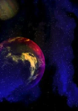 Purple planet in the space Stock Illustration