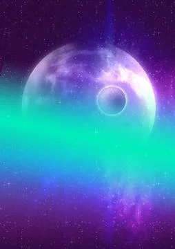 Purple planet in the space Stock Illustration