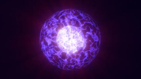 Purple plasma sphere with glowing inner nucleus and translucent outer layer.. Stock Footage 335174118