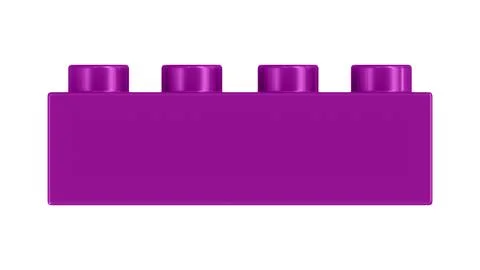 Purple Plastic Building Block with Four Studs Isolated Stock Illustration