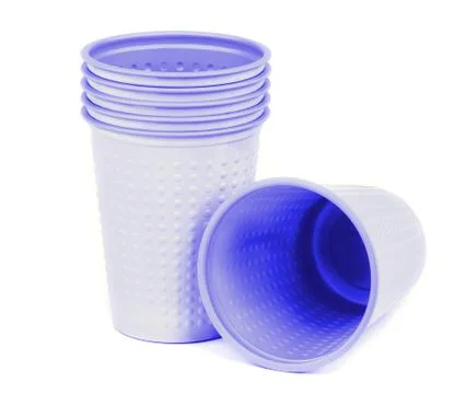 Purple Plastic Cups Foto stock