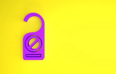 Purple Please do not disturb icon isolated on yellow background. Hotel Door H Stockillustratie
