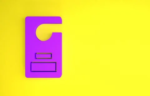 Purple Please do not disturb icon isolated on yellow background. Hotel Door H Stock Illustration