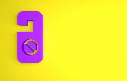 Purple Please do not disturb icon isolated on yellow background. Hotel Door H Stock Illustration