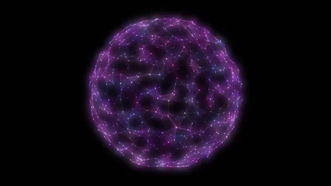 Purple Plexus Digital Sphere Network Rotating in Seamless Loop Stock Footage 346569149