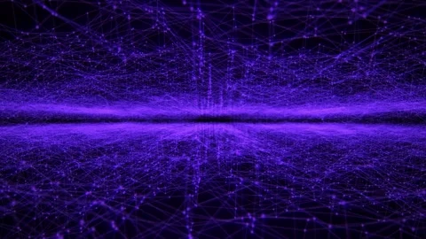 Purple plexus field made of illuminated dots and lines with soft glow effect Stock Footage 310429732