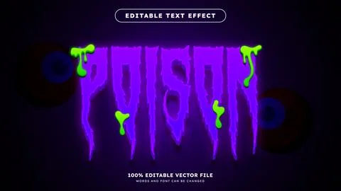 Purple Poison Vector Fully Editable Text Effect suitable for Halloween design Stock Illustration