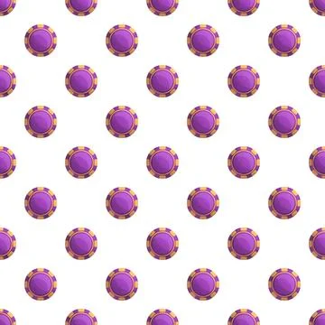 Purple poker chips seamless pattern for gambling background Stock Illustration