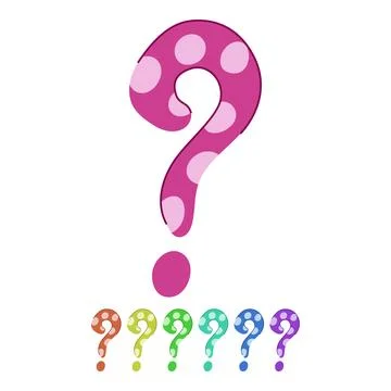 Purple polka dot question mark symbol indicating uncertainty graphic Stockillustratie