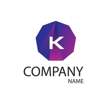 Purple polygon with gradient inside letter K Stock Illustration