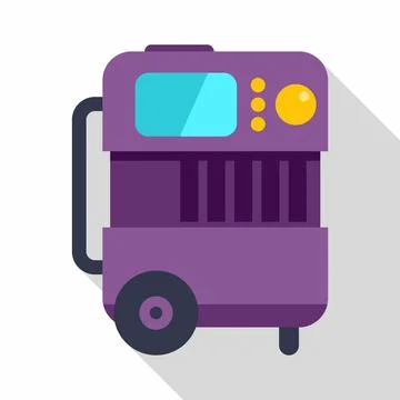 Purple portable power generator machine flat icon Ilustração Stock