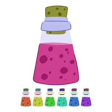Purple potion bottle holding magic elixir for fantasy gaming graphic Stock Illustration