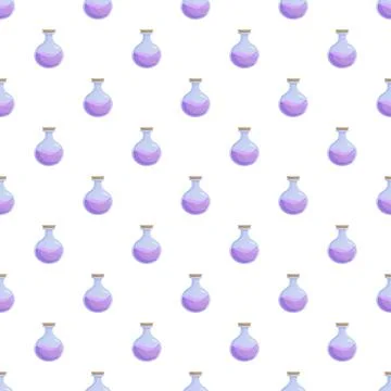 Purple potion bottle seamless pattern background for magic 스톡 일러스트